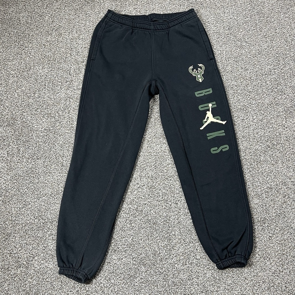 Milwaukee Bucks‎ Sweatpants Mens S Black Jordan Fleece Joggers Nike Basketball